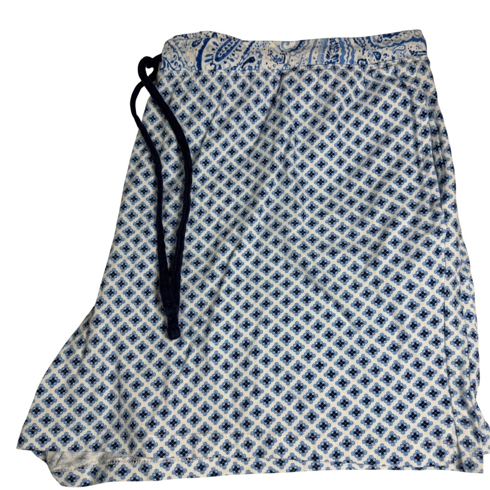 Carole Hochman Pajama Shorts Womens XL Blue White Tile Paisley Print Pockets